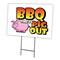 Signmission Bbq Time To Pig Out Yard & Stake outdoor plastic coroplast window, C-2436-DS-Bbq Time To Pig Out C-2436-DS-Bbq Time To Pig Out - alternate 1